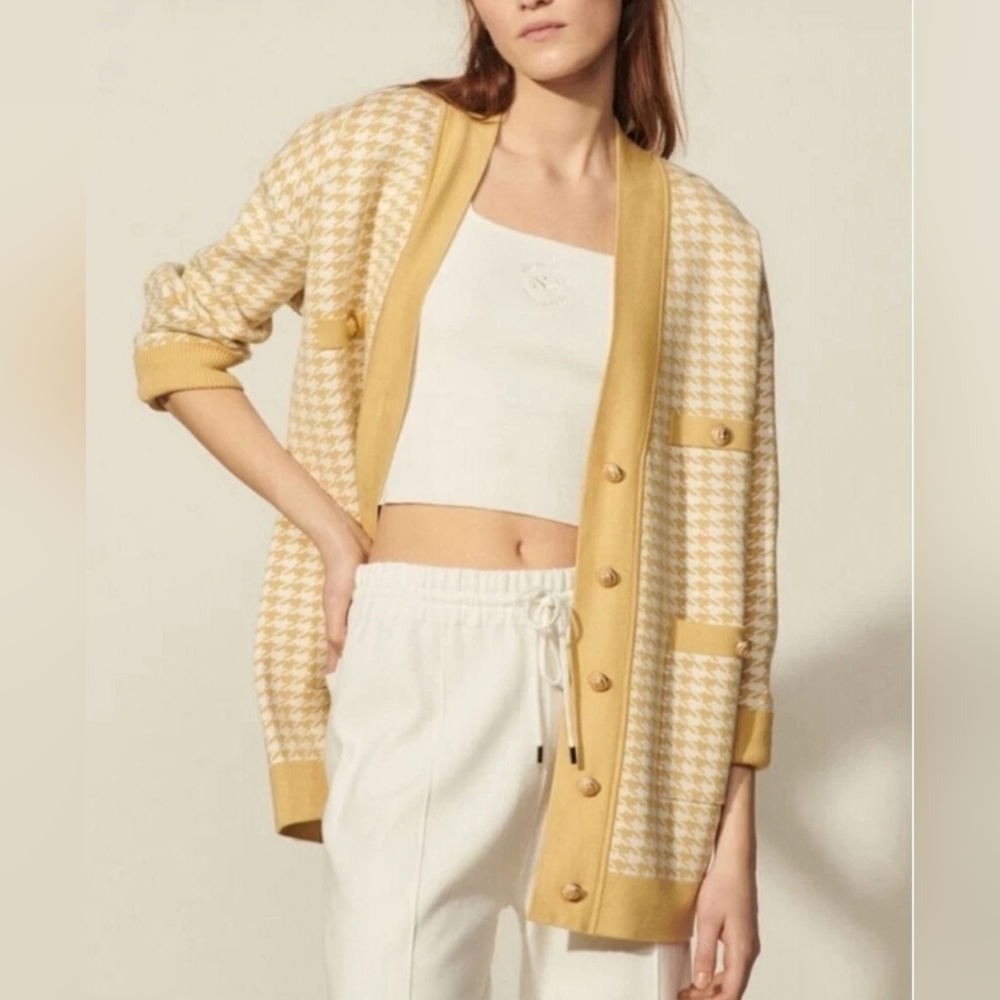 XS Joie Gingham Boyfriend Cardigan